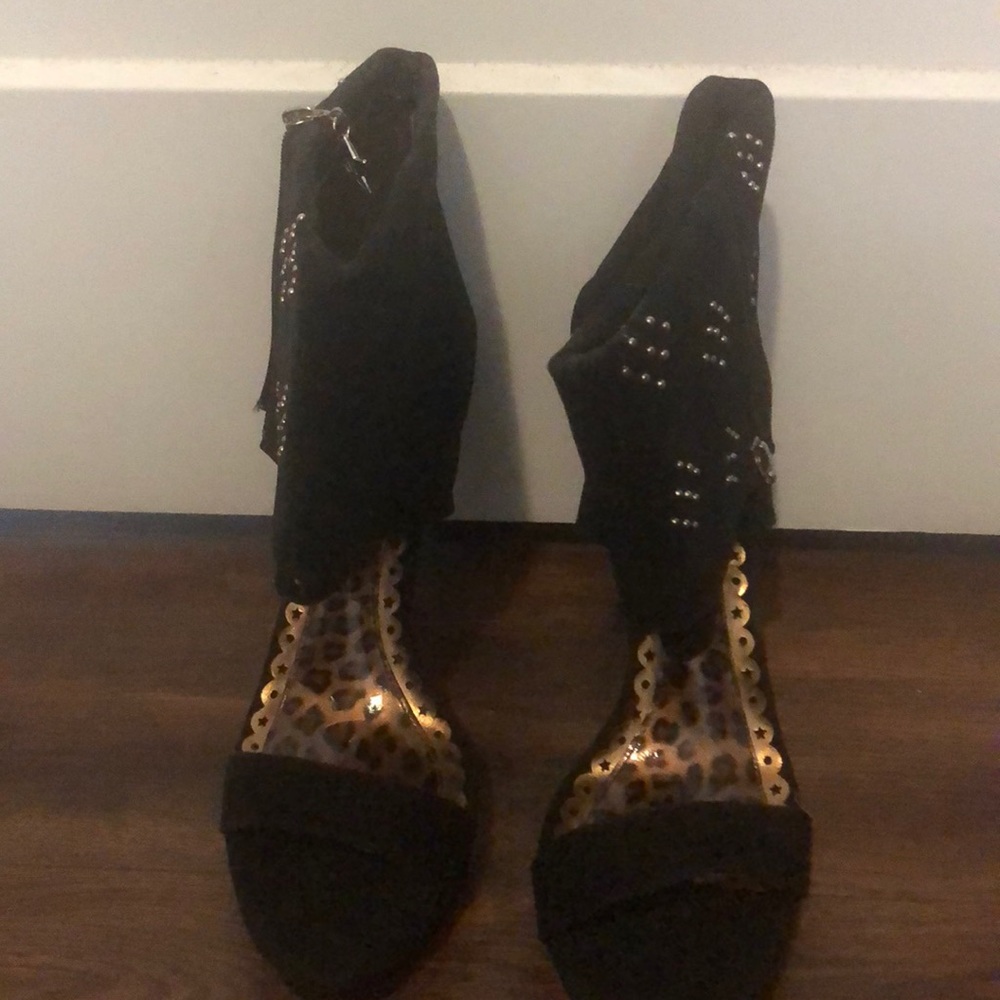 5 inch black suede heels